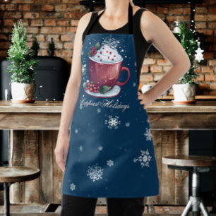 Delantal Copa de navidades de chocolate caliente   Azul