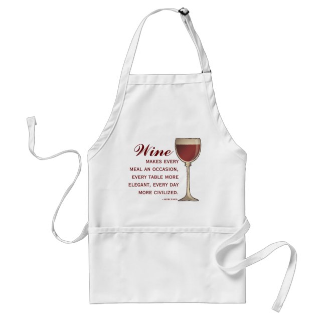 Delantal Copa elegante del amante del vino de rojo con cita (Frente)