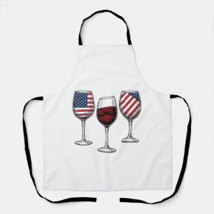 Delantal Copas de vino patrióticas diseño de camiseta vecto