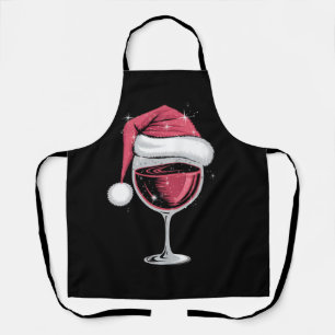 Delantal Copo de vino tinto Navidad Divertida Navidad Xmas 