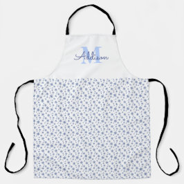 Delantal Copos de Nieve Azules Mínimos Con Nombre Monograma