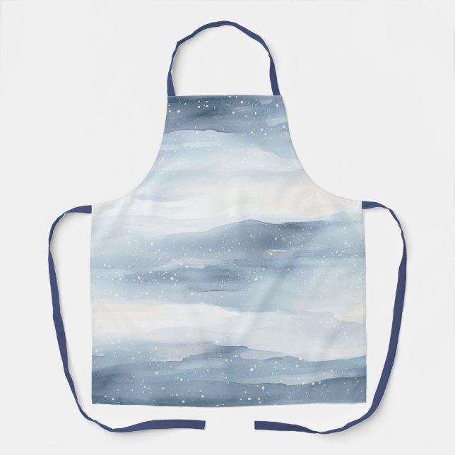 Delantal Copos de nieve blancos azules (Anverso)