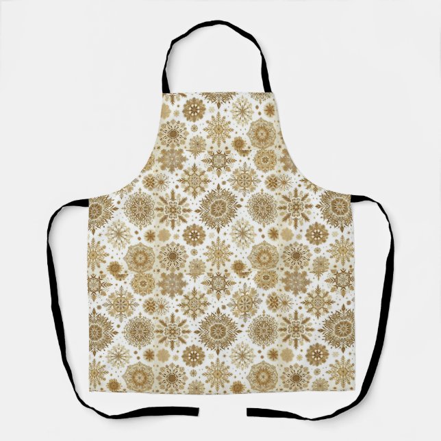 Delantal Copos de nieve dorados (Anverso)
