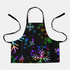 Delantal copos de nieve-luces-nieve de fondo