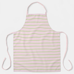 Delantal Coqueta Chic Preppy Rayas Verdes y Rosadas Pastel