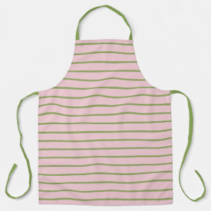 Delantal Coqueta Chic Preppy Rayas Verdes y Rosadas Pastel