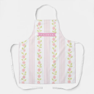 Delantal Coqueta femenina rosa personalizada con flores a r