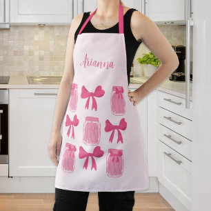 Delantal Coqueta rosa caliente Jar y Bow personalizada