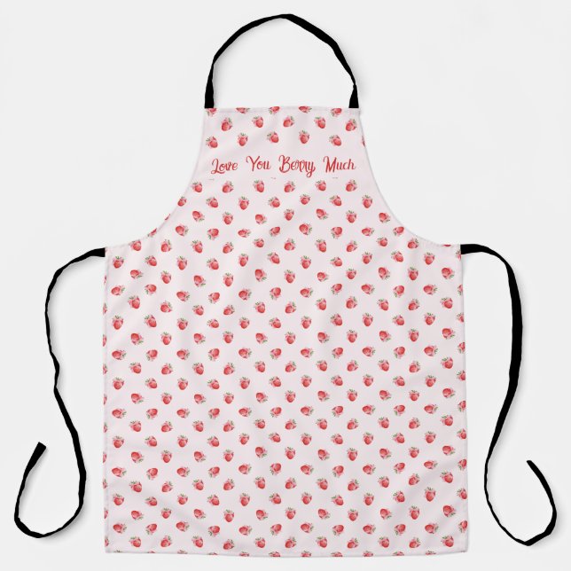 Delantal Coqueta rosa pastel fresa personalizada (Anverso)