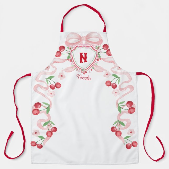 Delantal Coquette Cherry Monogam (Anverso)