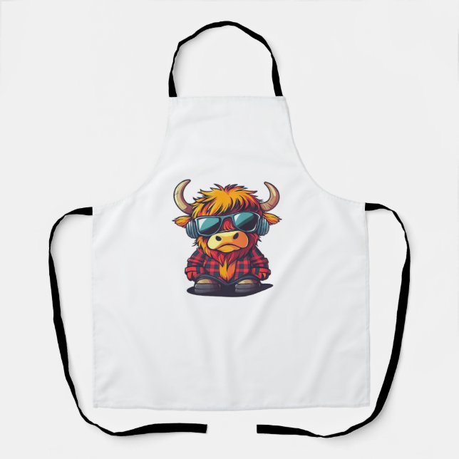 Delantal Coquette Highland Cow Bubblegum Tshirt Design, Hol (Anverso)