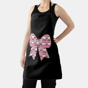 Delantal Coquette Navidad Lazo Rosa Santa Antiguo Retro 