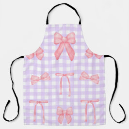 Delantal Coquette Purple Gingham & Pink Bow