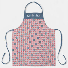 Delantal Coral Blue Star Pattern Personalized Name