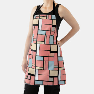 Delantal Coral Mondrian Abstract Art