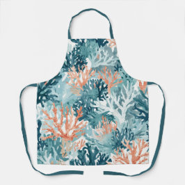 Delantal Coral Verde Teal Naranja Playero