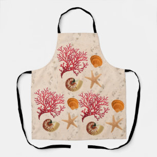Delantal Coral y conchas Apron