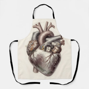 Delantal Corazón Anatómico Floral Vintage Botánico Médico