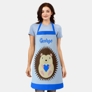 Delantal Corazón azul del erizo personalizado del niño
