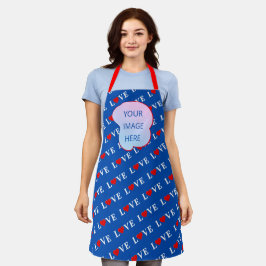 Delantal Corazón de amor azul de la marina