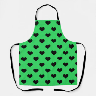 Delantal Corazón de amor negro sobre fondo verde