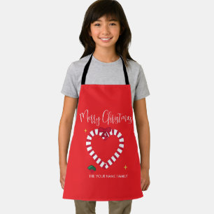Delantal Corazón de Caramelo Elegante Personalizado Navidad