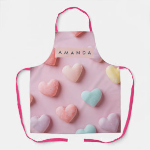 Delantal Corazón de Caramelo Pastel Suave Personalizado