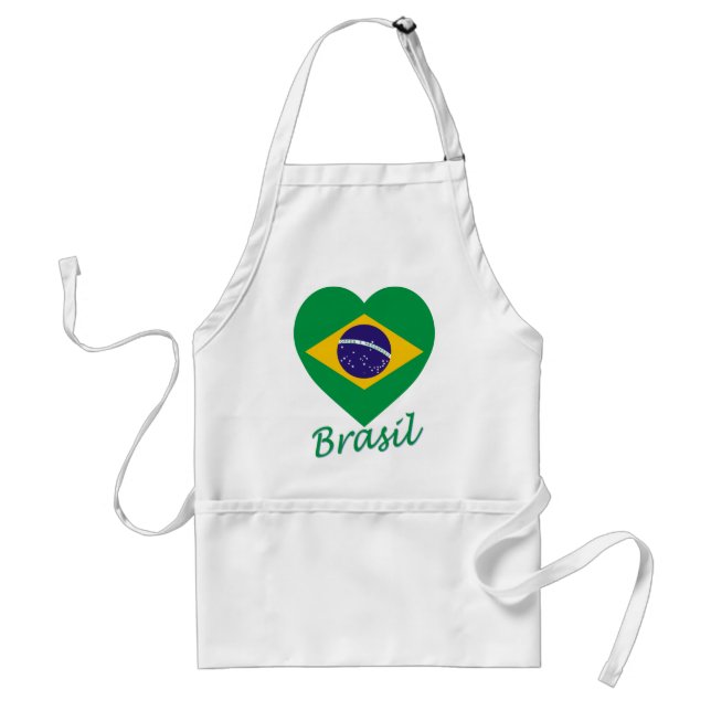 Delantal Corazón de la bandera del Brasil (Frente)