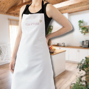 Delantal Corazón de leopardo dorado con nombre personalizad