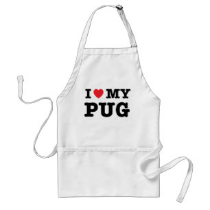 Delantal Corazón de mi cocina Pug Apron