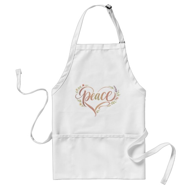 Delantal Corazón de Paz Boho con Letras a Mano (Frente)