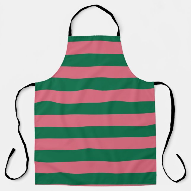 Delantal Corazón de rosa escabeche verde raya (Anverso)