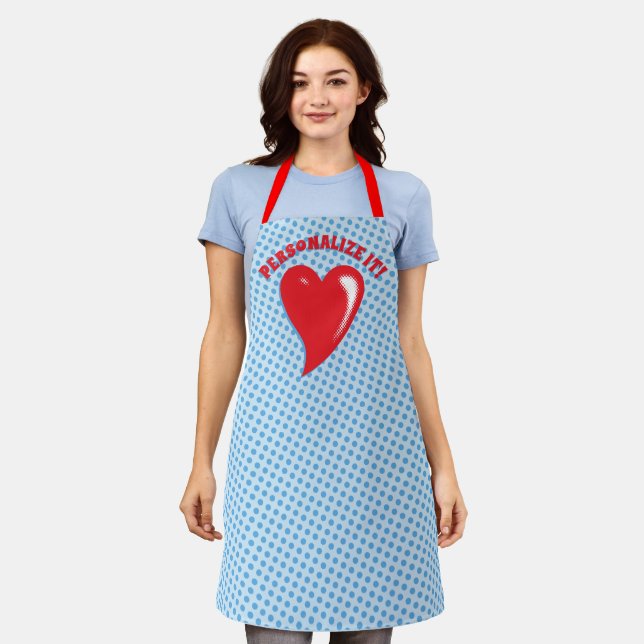 Delantal Corazón del arte pop rojo (Gastado)
