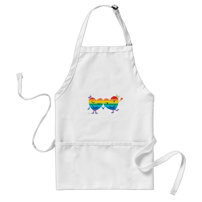 Delantal Corazón galones del arco iris (Frente)