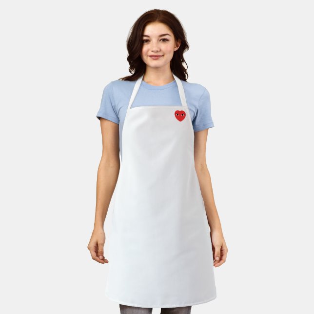 Delantal Corazón Rojo Cute con Ojos Apron (Gastado)