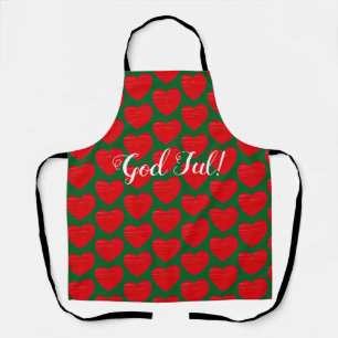 Delantal Corazón rojo de Navidad sueco personalizado