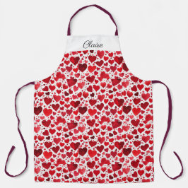 Delantal Corazón Rojo San Valentín Apron. Nombre modificabl