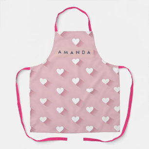 Delantal Corazón Rosa Suave Personalizado Kawaii
