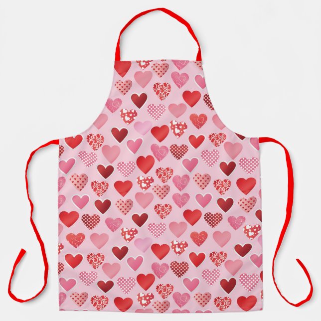 Delantal Corazón Rosa Y Rojo (Anverso)