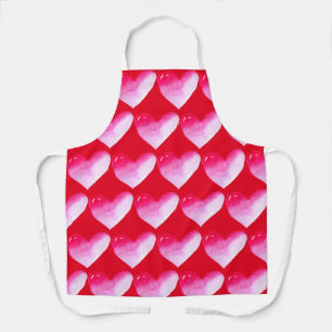 Delantal Corazón rosa y rojo acuarela pop de arte valentina