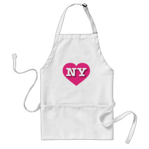 Delantal Corazón rosado caliente de Nueva York - Amo a NY