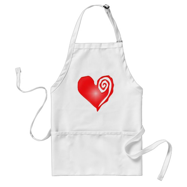 Delantal corazón torpe en blanco o negro (Frente)