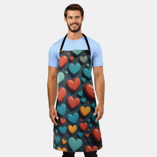 Delantal Corazones coloridos, arte de San Valentín