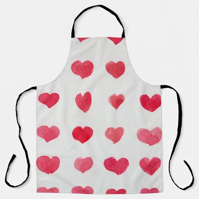 Delantal Corazones de acuarela sin mar: diseño de patrones  (Anverso)
