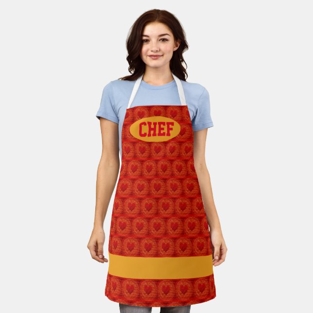 Delantal corazones de chef (Gastado)