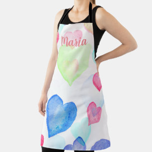 Delantal Corazones de color agua