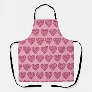 Delantal Corazones de estampado de guepardo rosa