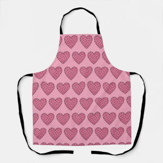 Delantal Corazones de estampado de guepardo rosa