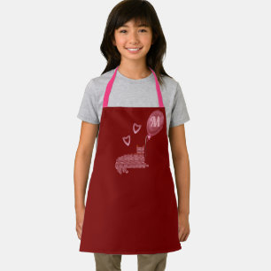 Delantal Corazones de gato rosado lindo monogramados
