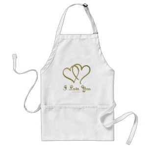 Delantal Corazones de oro entrelazados te amo